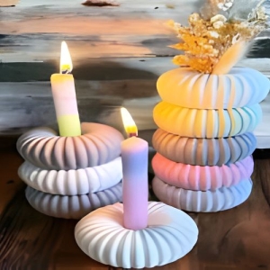 Round Striped Tea Candle Holder